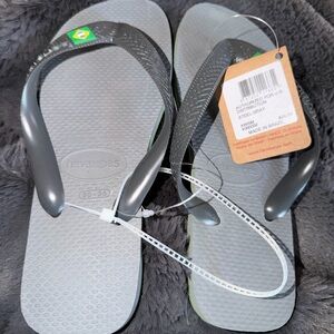 Ladies Havaianas Steel Gray Flip Flops size 6 (35-36) nwt